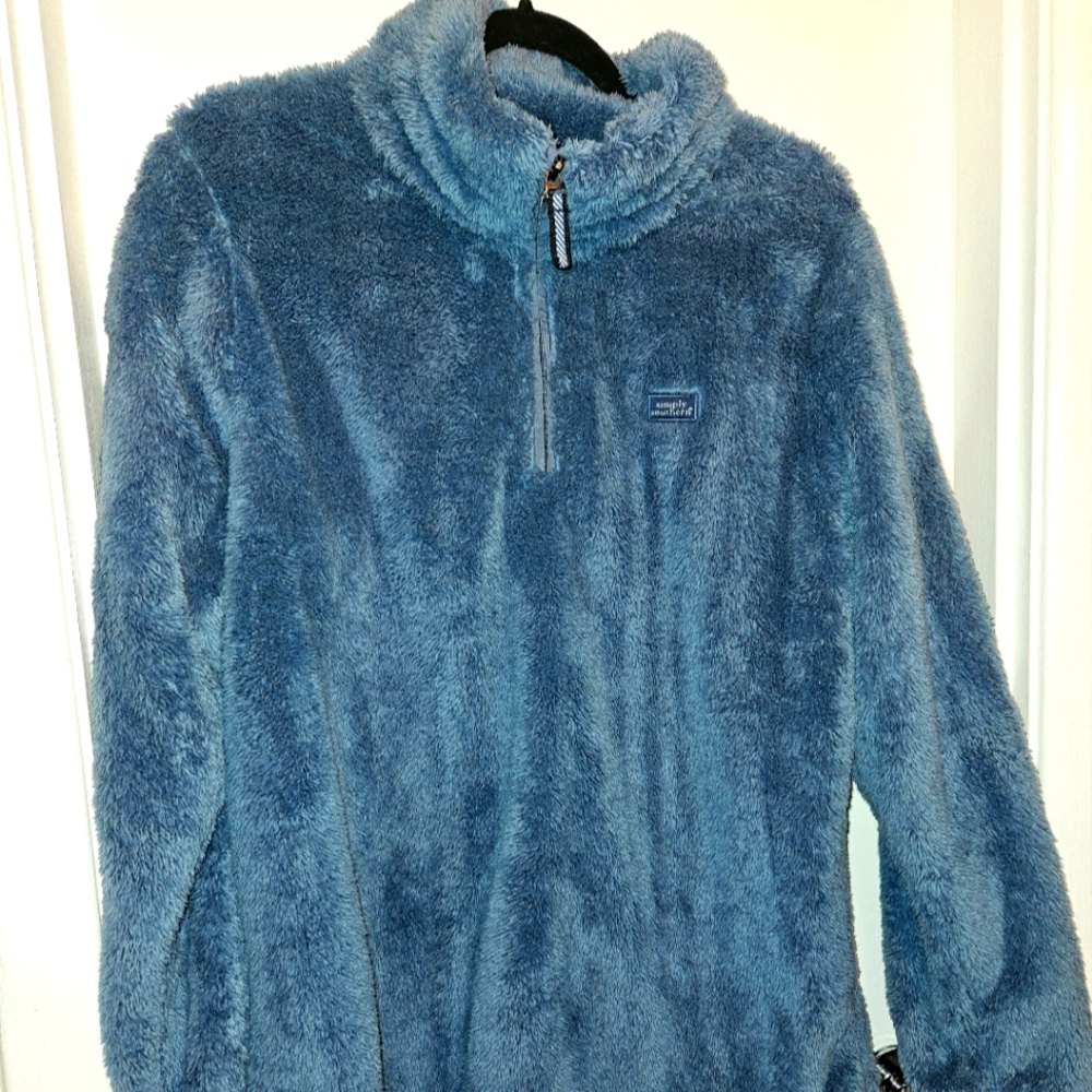 Sherpa Fleece Pullover in Blue Simply Southern